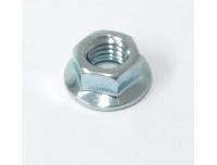 Image of Exhaust fixing nut onto cylinder head stud (Up to Frame No. FK202870)